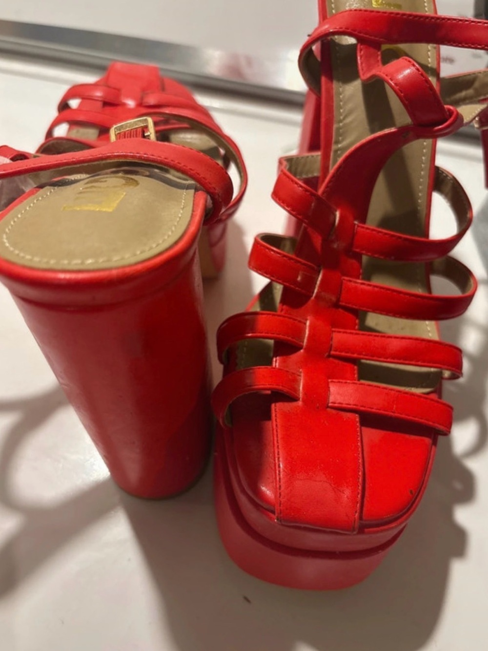 Ego Red Strappy Platform Heels - Women Shoes